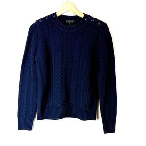 J. Crew Navy Wool Cable Knit Sweater Size Small